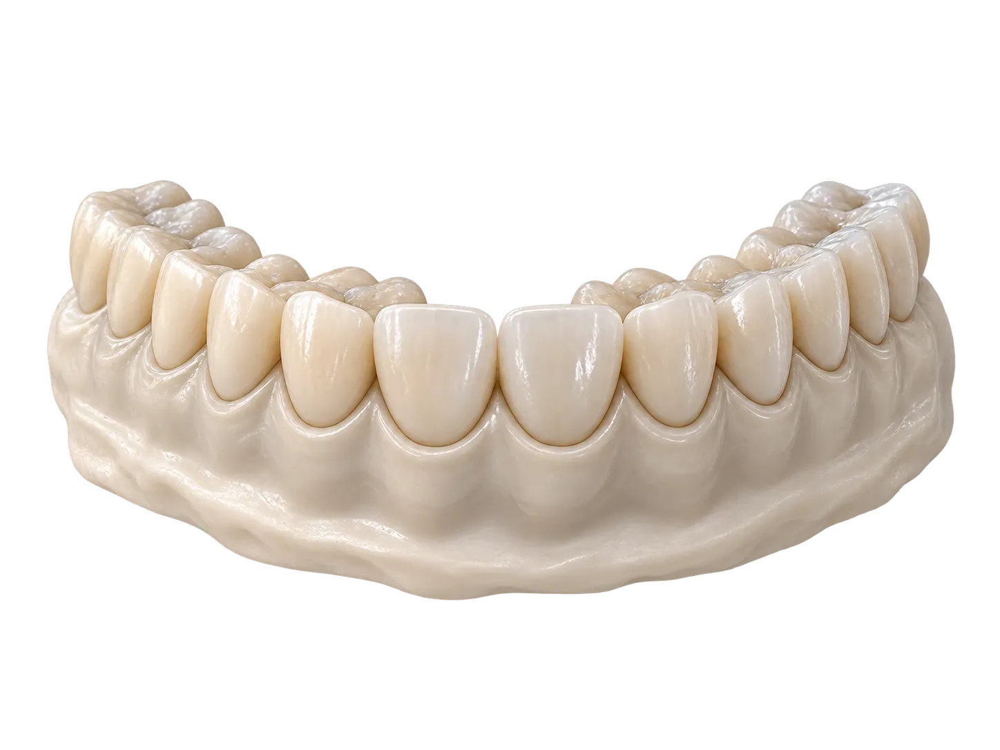 Modelo dental tridimensional de una arcada inferior.